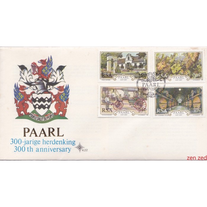 

A674 Prangko Afrika Selatan FDC 1987 The City of Paarl 1 Pcs