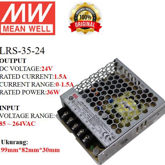 MEANWELL Power Supply LRS-35-24 LRS 35 24 LRS3524 Ballast 24v Indoor Non COD