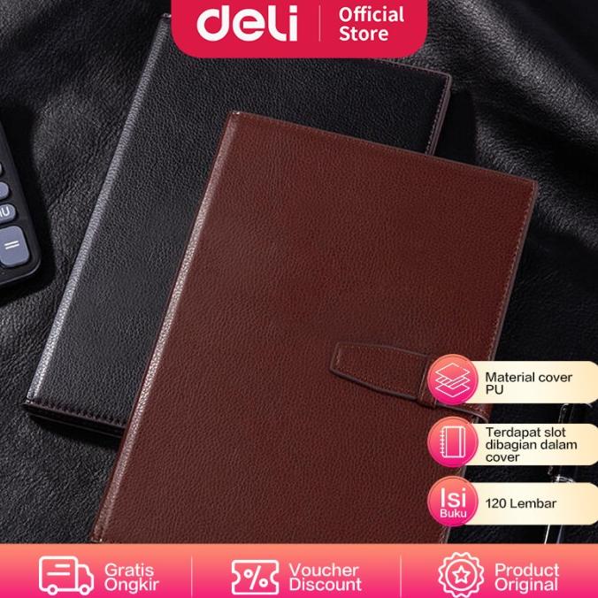 

Deli Leather Cover notebook / Buku Tulis Sampul Kulit 16k 120Lmbr 7945