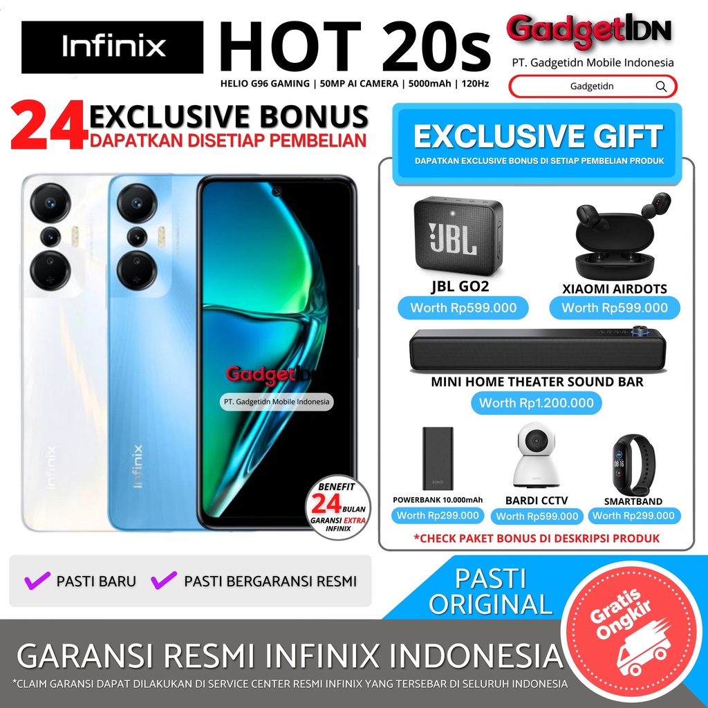 INFINIX HOT 20S 13/128GB (8GB + 5GB EXTENDED RAM) GARANSI RESMI INFINIX