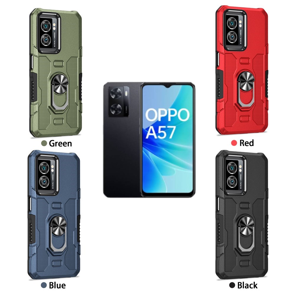 Case Armor OPPO A57 2022 Iring Cincin Magnetic Kesing Hp Protect kamera Premium Hard Case Standing Robot Pelindung Kamera