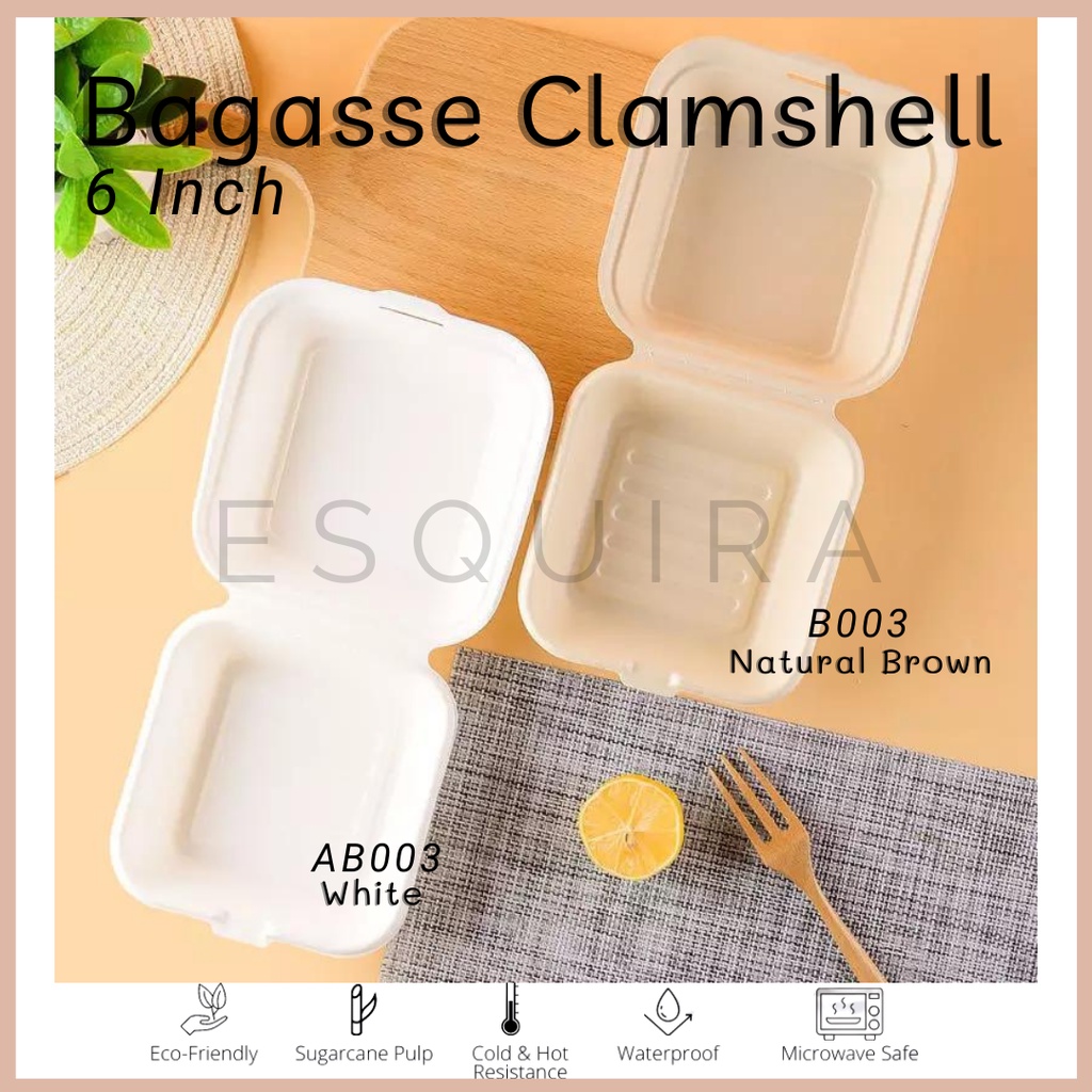 Sugarcane Bagasse Burger / Korean Cake Box / Lunch Box / 25 Pcs / AB003 / B003