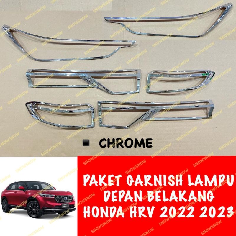 Paket Garnish Lampu Depan Belakang Honda Hrv 2022 2023 Chrome Hitam Carbon