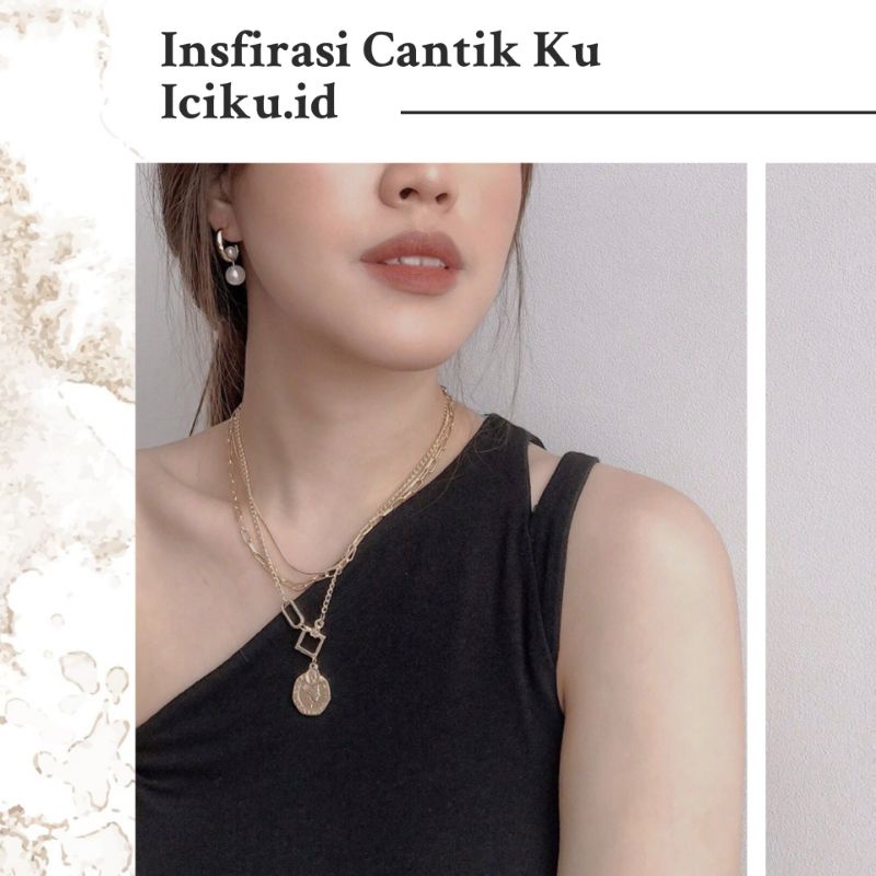 Kalung Rantai Cantik Unik Fashion Lucu Akesoris Necklace 3 Layer