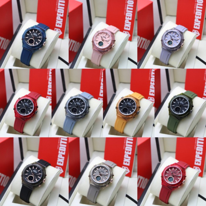 JAM TANGAN WANITA EXPEDITION E 6831 DUAL TIME RUBBER ORIGINAL GARANSI RESMI 1 TAHUN