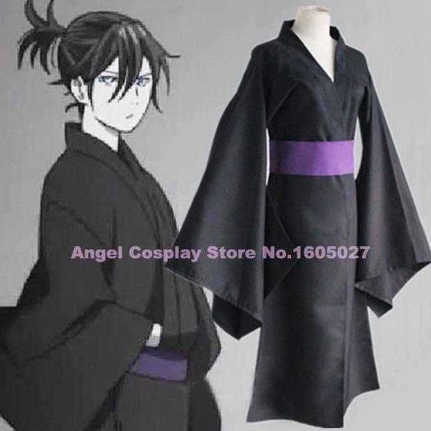 (Y-G7G(♫♪) Noragami Yato black yukata ver Cosplay Costume Anime Male siap dikirim