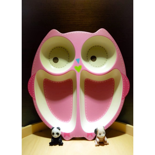 

piring Berkualitas bamboo anak Unik footprints fiber peralatan tiny makan owl