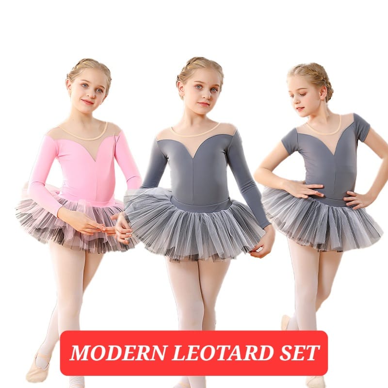 MODERN LEOTARD SET BAJU BALET SENAM GYMNASTIC ICE SKATE ANAK REMAJA IMPORT FASHION