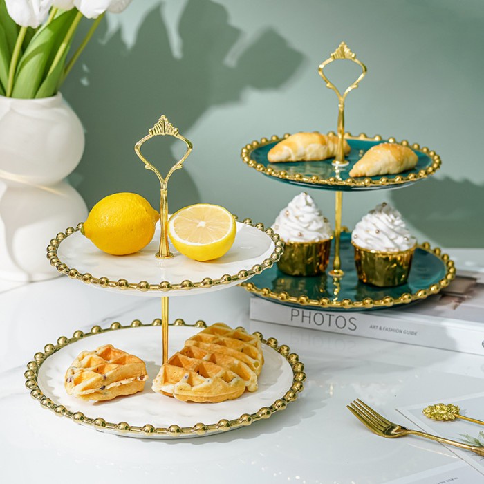 PERLA CAKE TIER RAK PIRING KUE CUPCAKE BERTINGKAT KERAMIK ULANG TAHUN