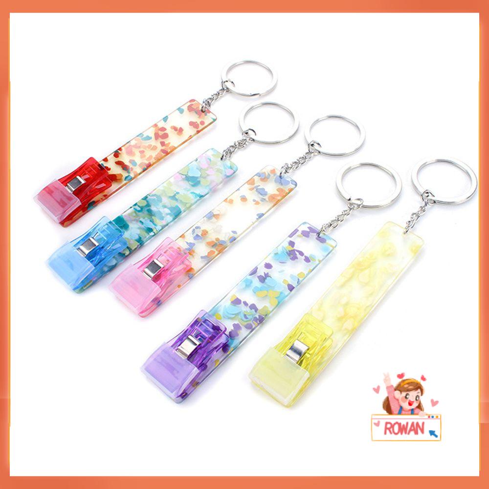 R-flower Penarik Kartu Kredit Acrylic Social Distancing Nails Keyrings Multifungsi Card Extractor