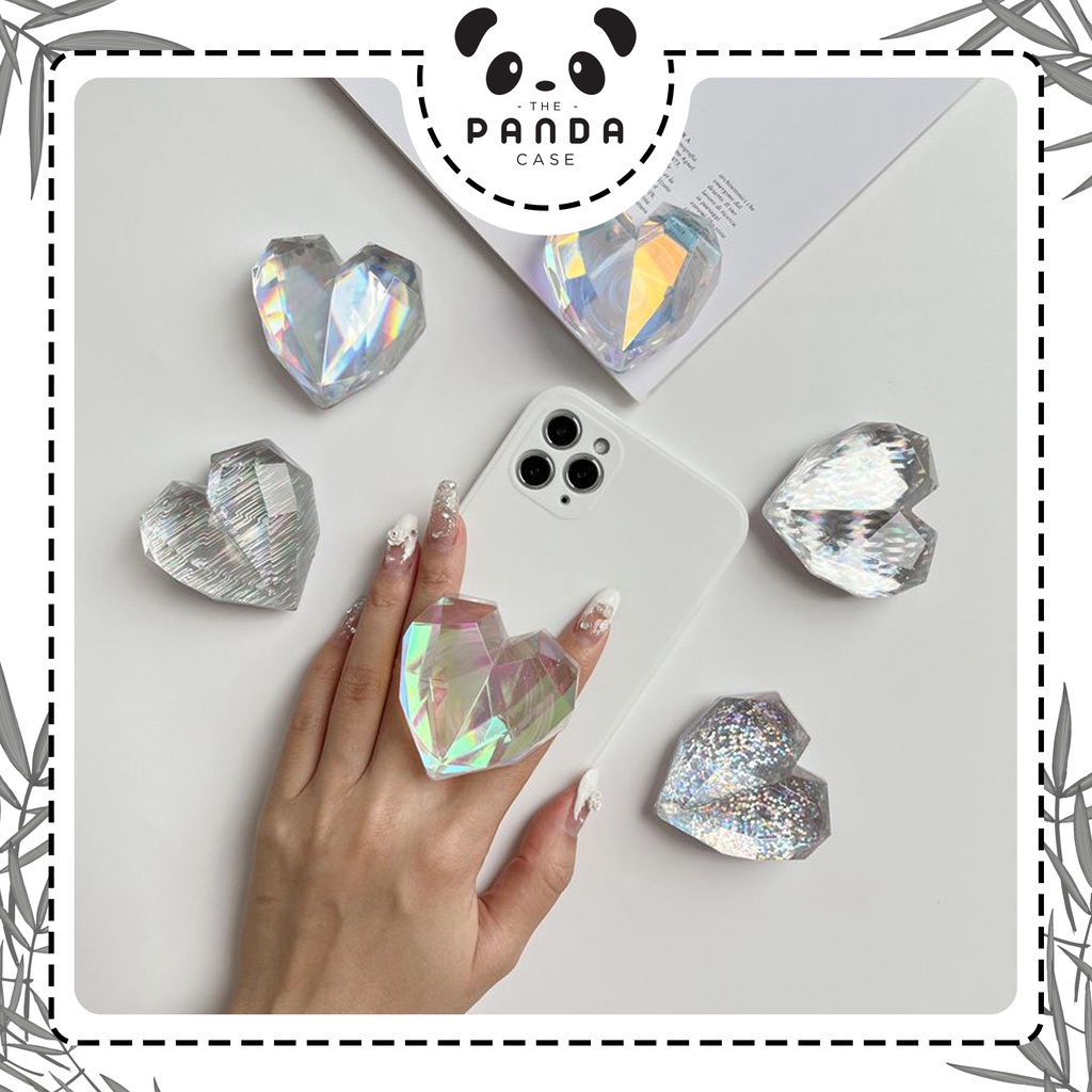 [TPC] BISA COD Pop Socket Premium Bentuk Hati Phone Holder HP Korean Style Hologram Crystal Love Hea