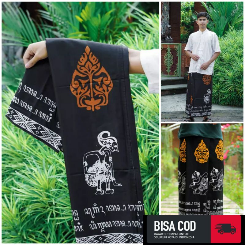 Sarung Batik Wayang Aksara Jawa Motif Sosrokartono Semar Arjuna