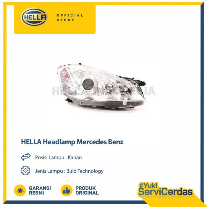 Lampu Headlamp Mobil Hella Mercedes Benz (Kanan) Halogen - Lampu Depan Mobil