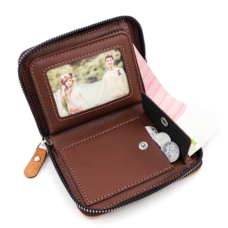 [Lms] Dompet Pria Wanita Impor Korean Style Vertikal Resleting Kulit PU Original Menbense