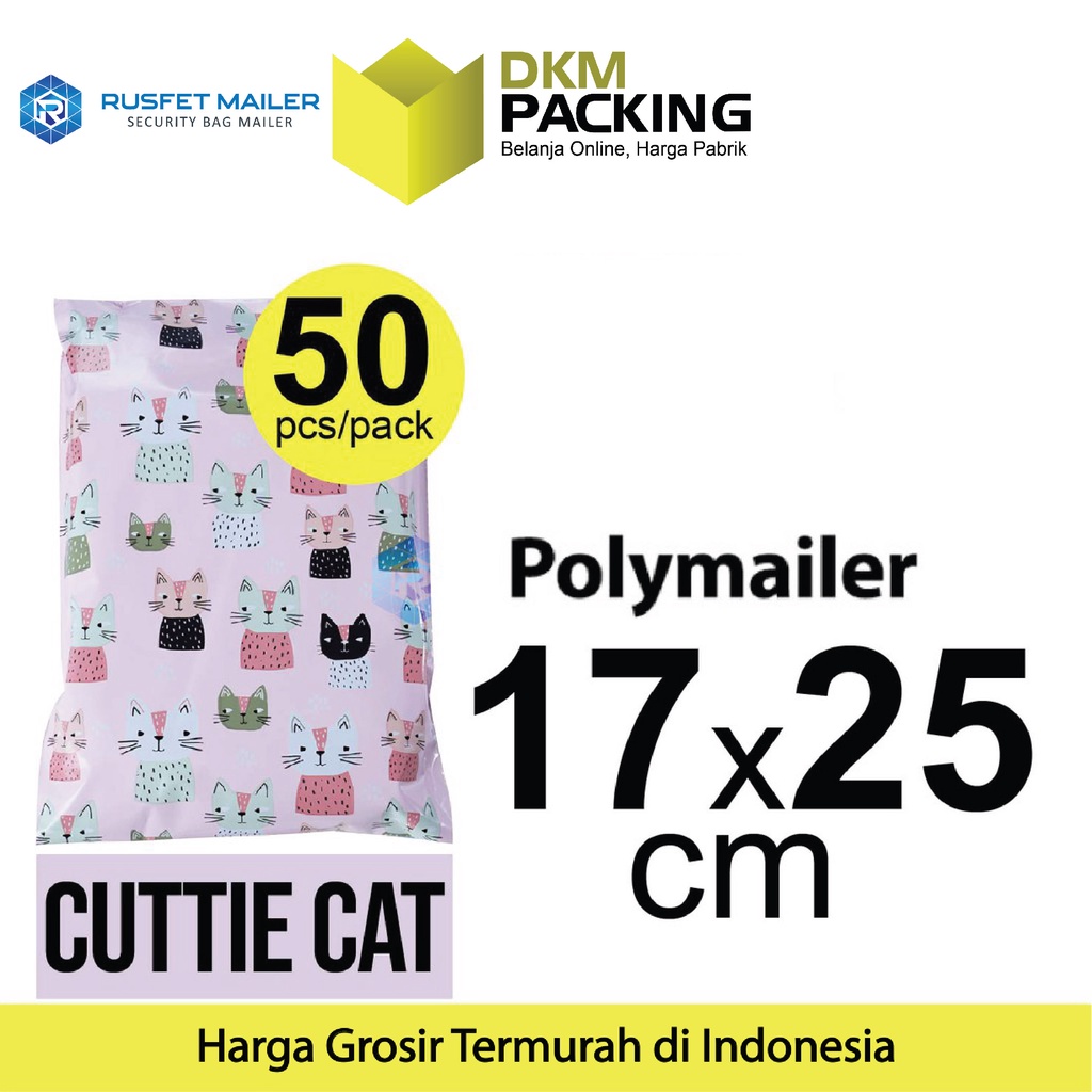 

Polymailer 17cm x 25cm Polimailer Amplop Plastik Packing RUSFET Motif Cat / PACK