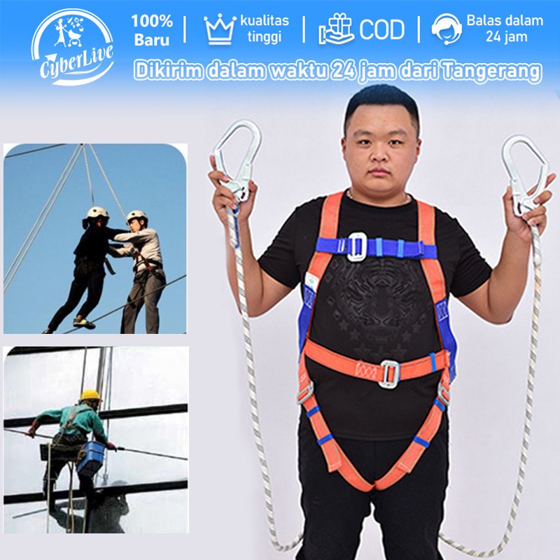 Body Harness Double Hook Safety Harness Full Body Safety Belt Sabuk Pengaman