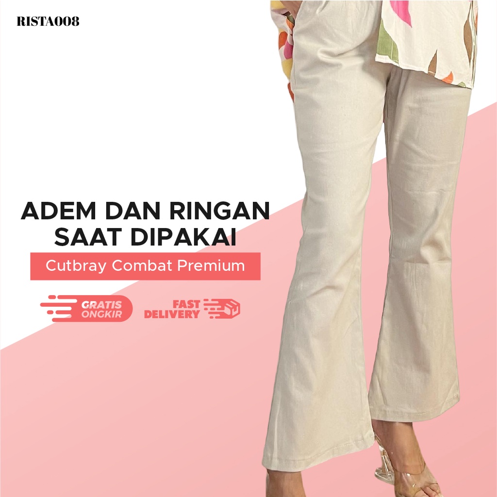 Cutbray Combat Premium Basic Highwaist Pants Celana Panjang Wanita Bahan Premium