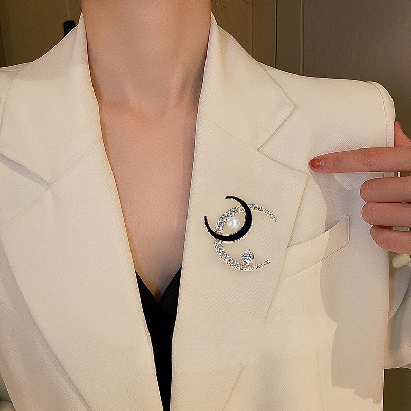 Mutiara Terang Mutiara Mutiara Bulan Bros High-End Perempuan Temperamen Sederhana Korsase Mutiara Pin Tetap Aksesoris Pakaian