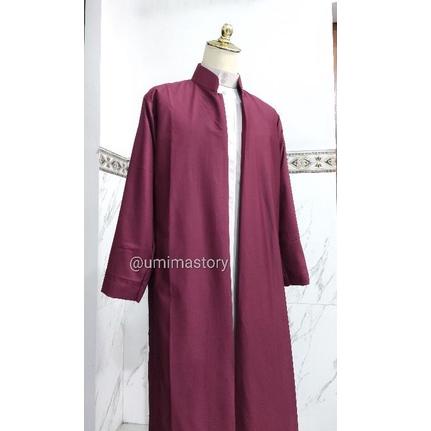 (S-V3V-✉) Jubah luar/luaran gamis premium - Jubah belah merk Umima - katun - ala Habaib banyak dimin