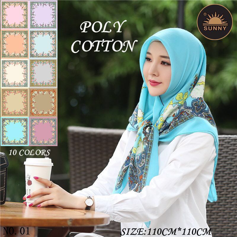 SEGIEMPAT MOTIF SEGI EMPAT EMPORIUM BY SUNNY HIJAB BAHAN KATUN dan JAHIT TEPI 105 X 105  KERUDUNG PREMIUM QUALITY HARGA GROSIR