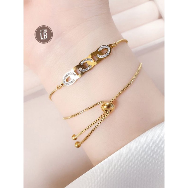 Gelang Tangan Serut Ulir Permata Titanium N16122201