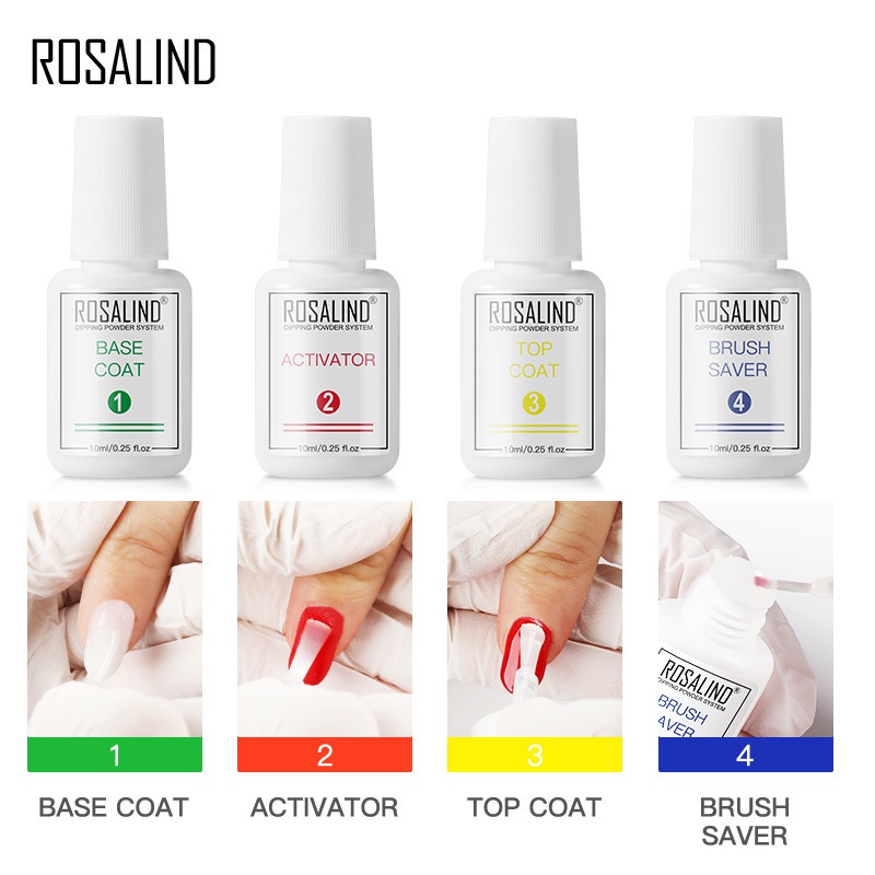 ROSALIND 2 IN 1 Base and Top Coat for Dipping Powder Nail Art Kutek