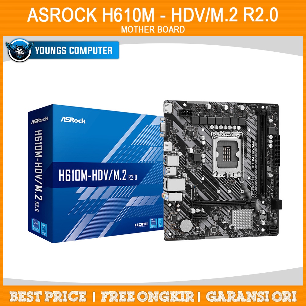 ASRock H610M-HDV/M.2 R2.0 | MOTHERBOARD INTEL H610 LGA1700 DDR4 MATX