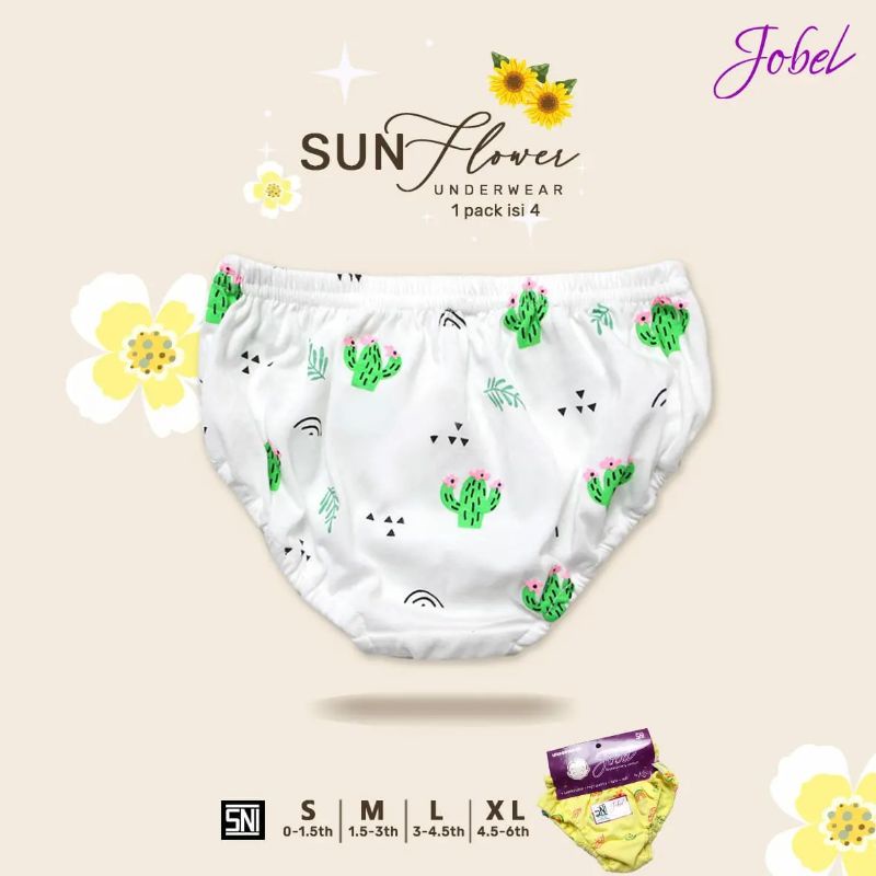 Kazel Underwear Sunflower Celana Dalam Anak Perempuan isi 4 Pcs