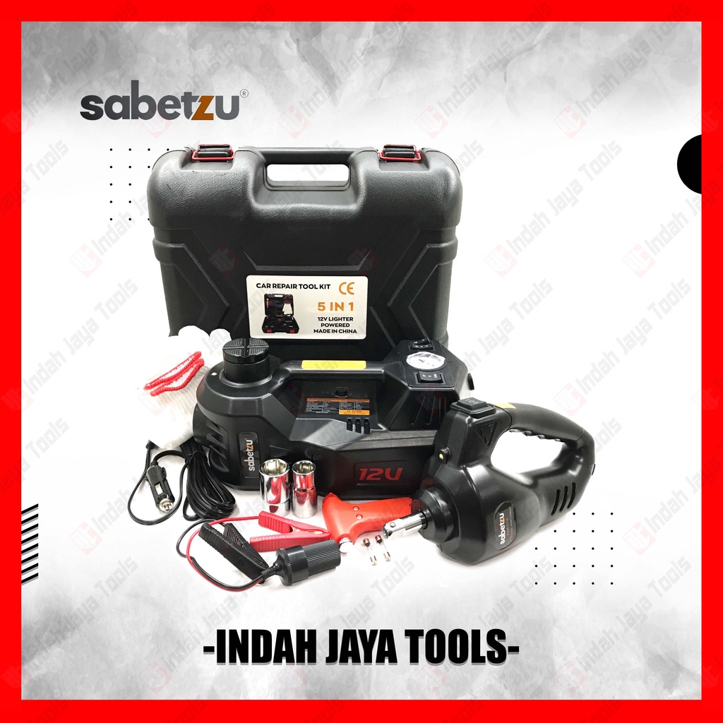 SABETZU Dongkrak 5 Ton Elektrik + Impact Wrench + Pompa Ban Angin Jack