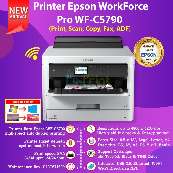 Epson Printer WorkForce Pro WFC5790 WF-C5790 WF C5790 Print Scan &amp; Copy Duplex Wireless