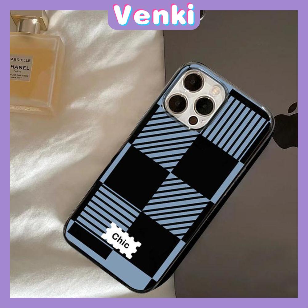 Case For iPhone 14 Pro Max Soft TPU Candy Case Blue and Black Love Plaid Glossy Back Cover Camera Protection Shockproof For iPhone 13 12 11 Pro Max 7 8 Plus X XR