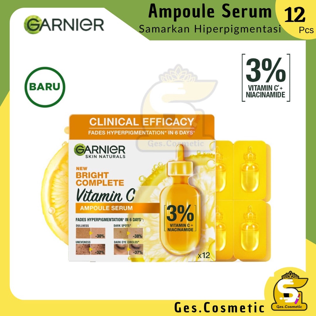 (Exp  5/2025) Garnier Bright Complete Hyperpigmentation Ampoule Serum - Multipack Menratakan warna k