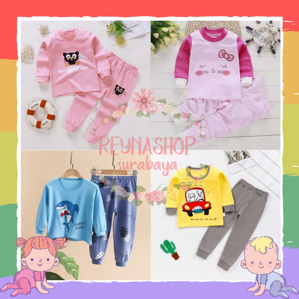 (5 TAHUN) SALE Setelan Panjang Anak PP Import Baju Piyama Anak Baju Tidur Motif Lucu