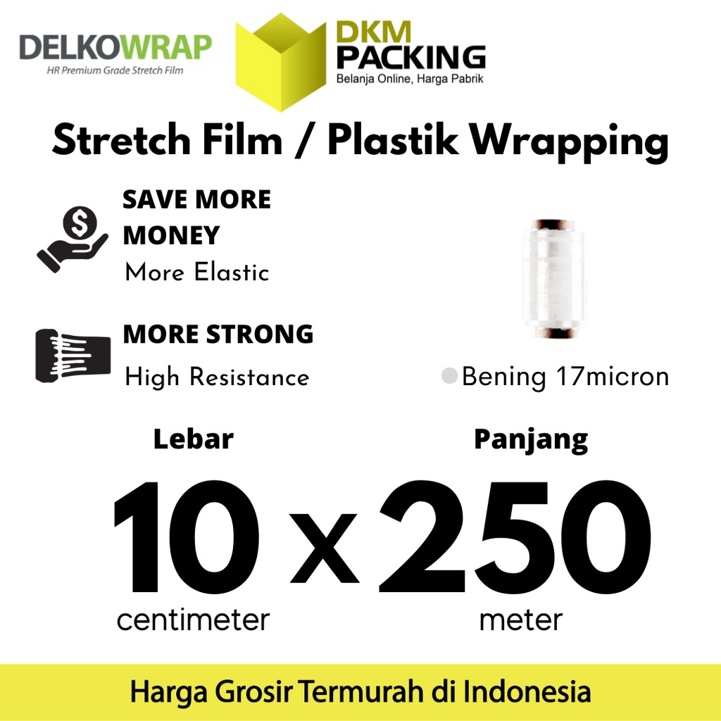 

Plastik Wrapping Stretch Film 10cm x 250m BENING DELKOWRAP TERMURAH / SATUAN