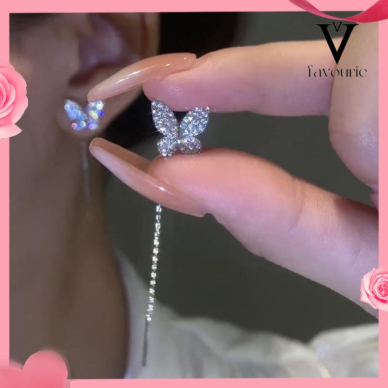 CODAnting Kupu-kupu Yang Dibor Penuh Rumbai Panjang Garis Telinga Mewah Bermutu Tinggi Wanita-FA