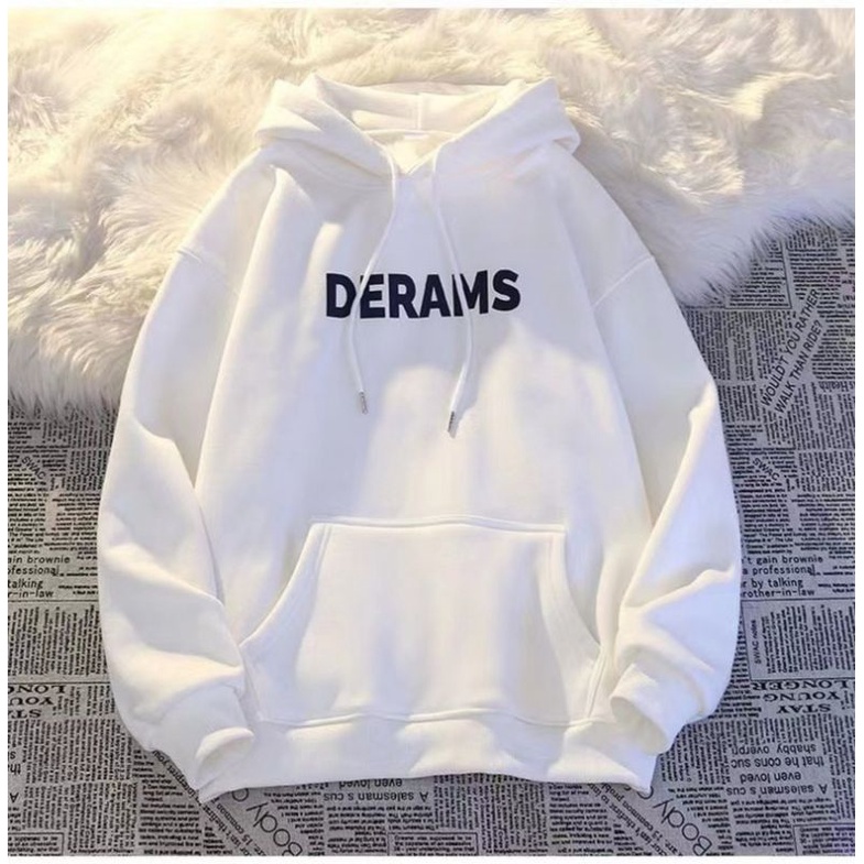Hoodie BIG SIZE Korean Harajuku Style (S - 6XL) Jacket Oversize Boy Girl DERAMS DREAMS Unisex Jumbo Jaket Brown Coklat Tua Dusty Pink Cream Krem Grey Black  M L XXL 2L 3L XXXXL 5XL Cream Jaketin aja