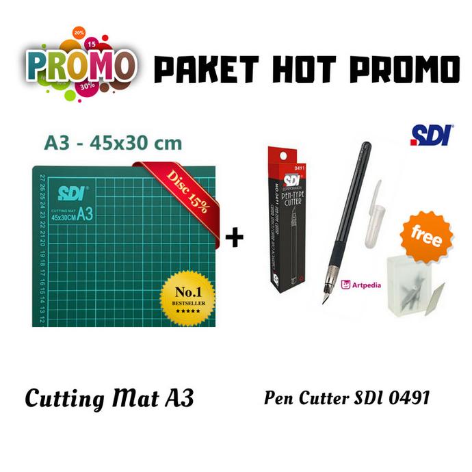 

Terlaris TERMURAH !!! Paket Cutting Mat A3 + Pen Cutter Termurah