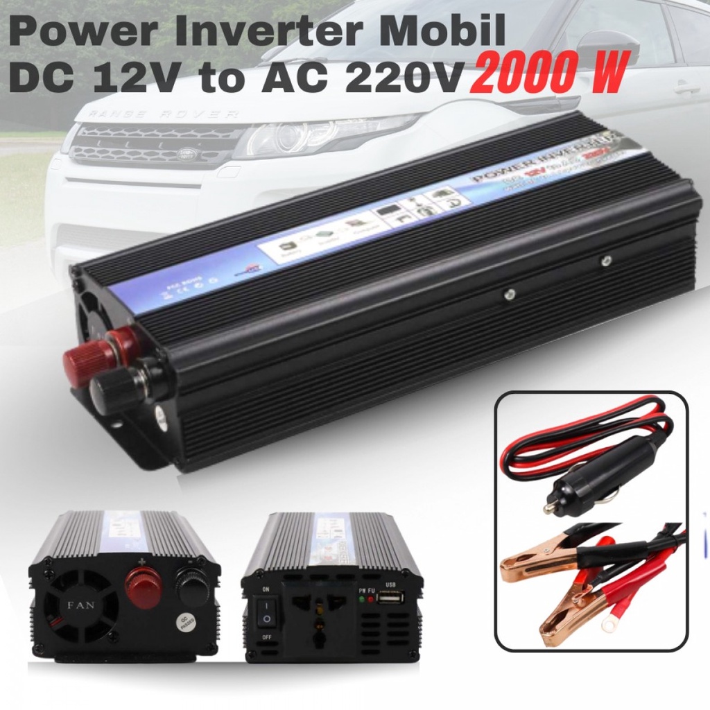 Power Inverter Mobil 2000 W DC 12V to AC 220V Taffware