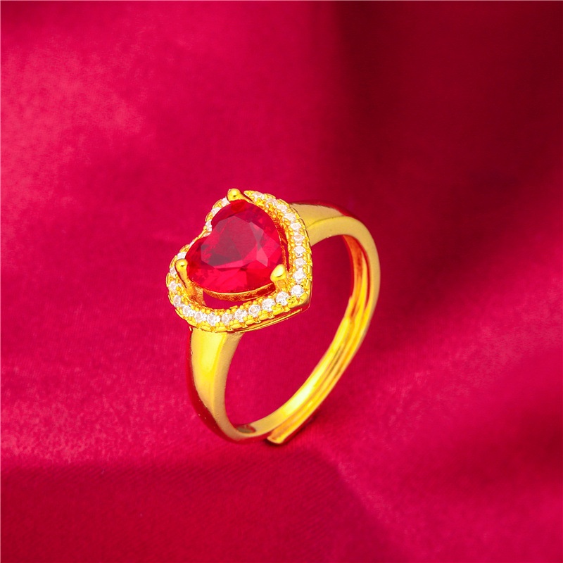 Goldkingdom Perhiasan Fashion Emas Asli Kadar 375 Bangkok Aksesoris Ready Stock Design: Tanaman Dan Bunga Warna: Cincin Hati Pembukaan Merah, Gelang Tank Rantai, Kalung Bunga One-piece Datar Prod