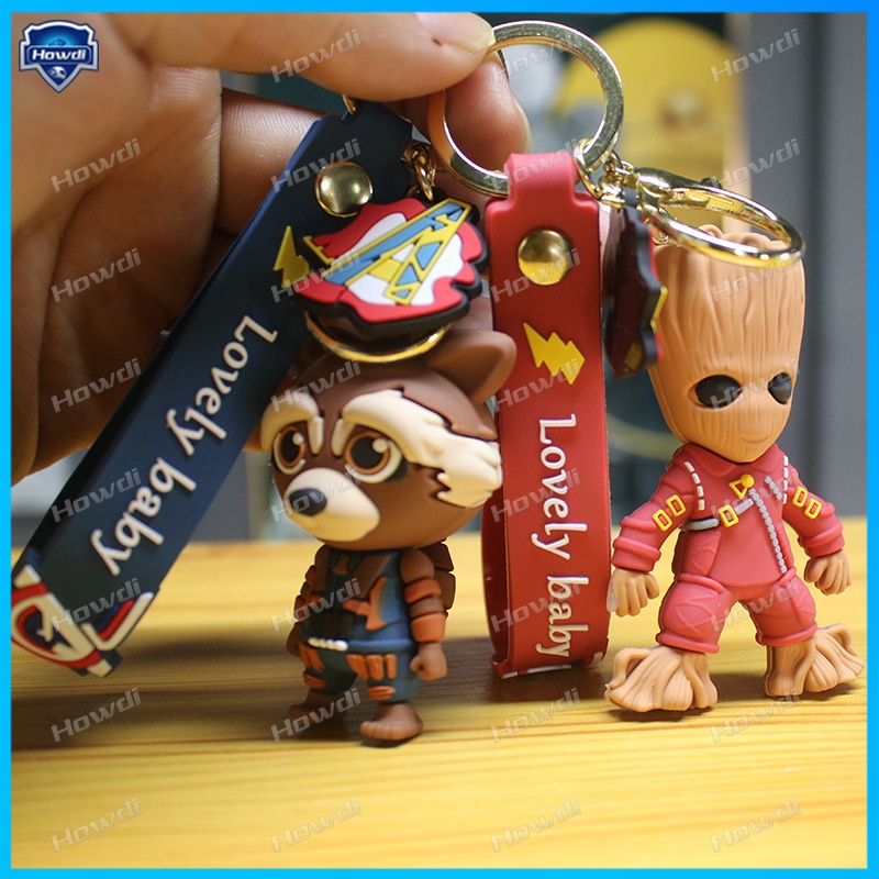 Gantungan Kunci Avenger Alliance Groot Tree Man Raccoon Keychain Animasi Liontin Gantungan Kunci Mobil