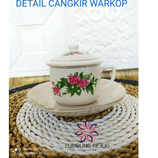 ➹ Cangkir Kopi Jadul Plus Tutup/ Cangkir keramik Jadul / Cangkir Kopi Keramik Clasic Vintage/ Cangki