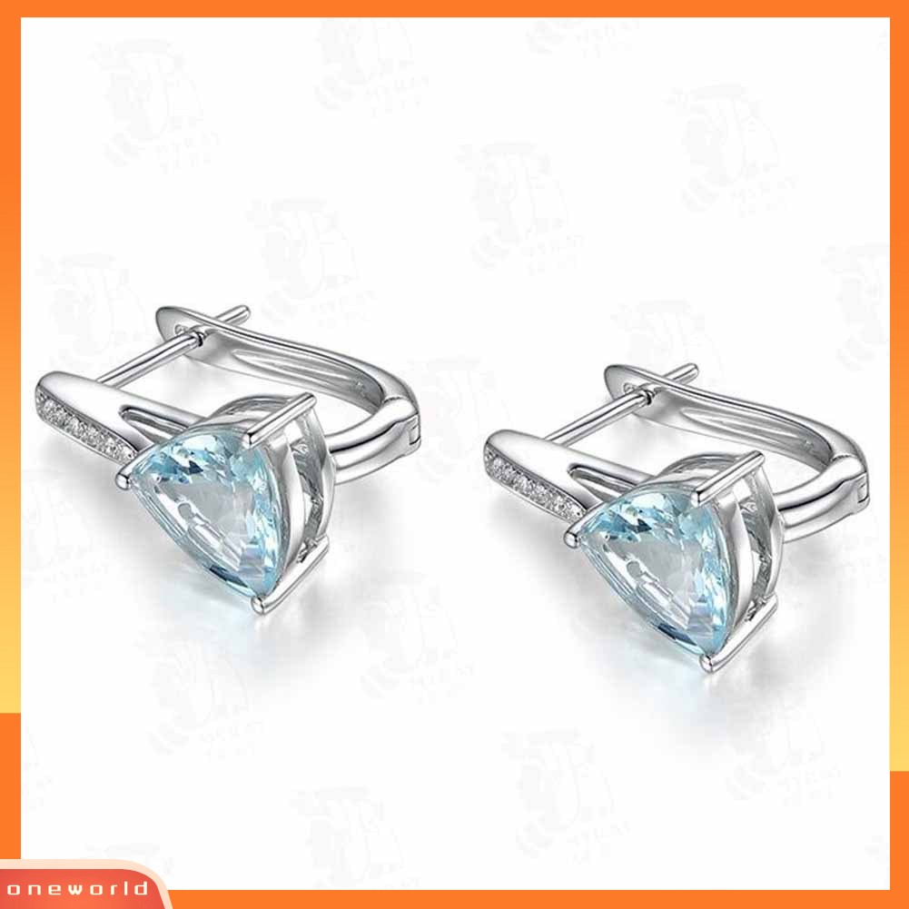 [WONE] Wanita Elegan Safir Imitasi Hias Berlian Imitasi Drop Huggie Earrings Eardrops