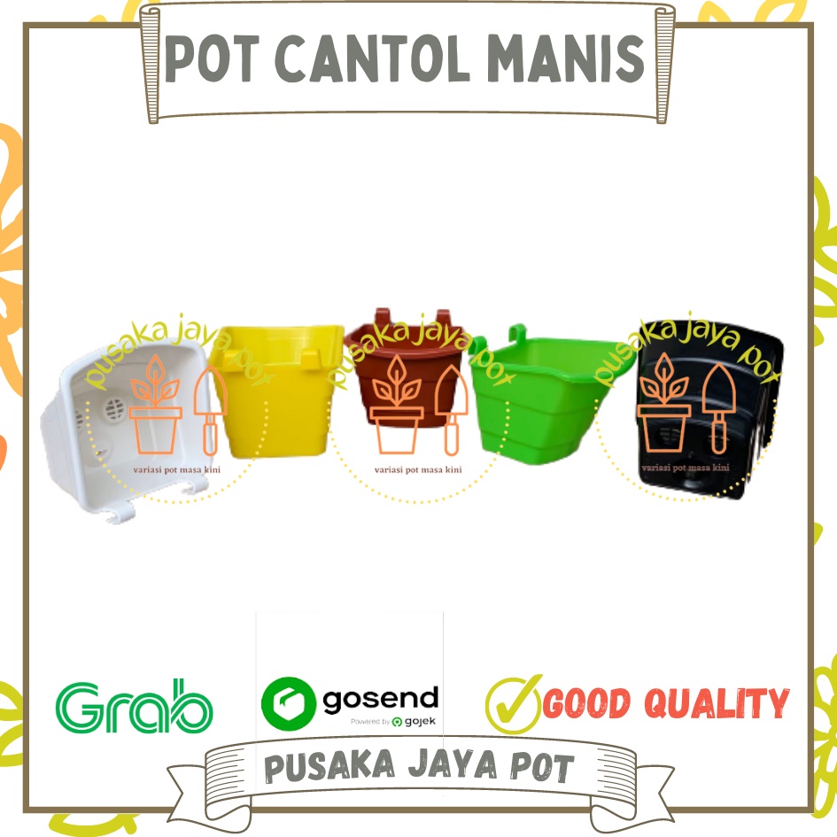 Pot DINDING CANTOL TEMPEL TIP Putih Hitam - Pot Bunga Tempel Vertical Garden - Pot Tempel dinding / 
