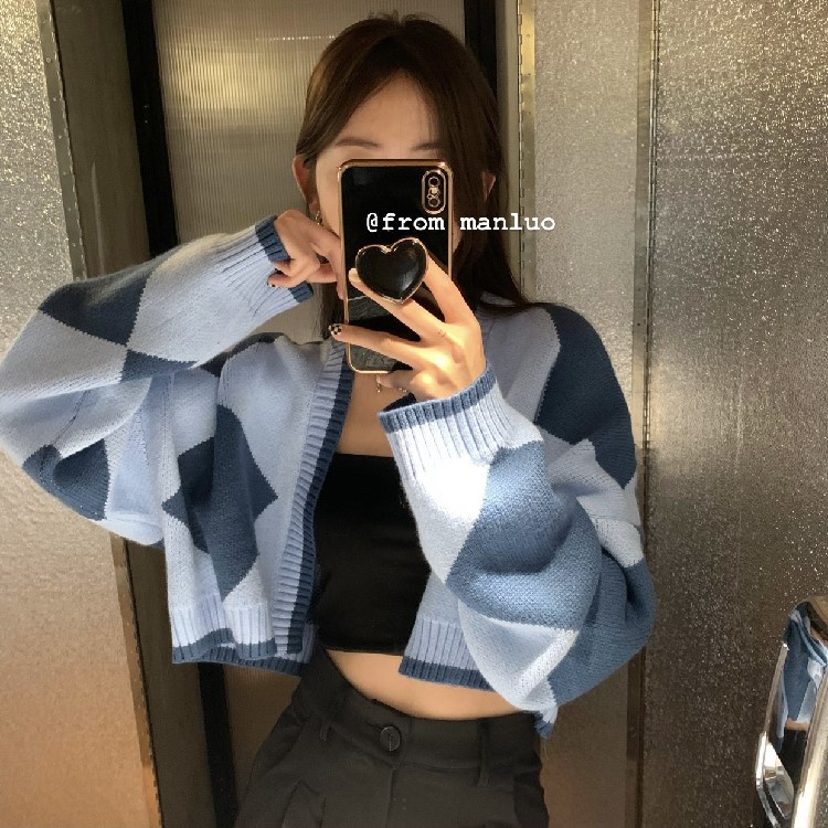 Cardigan Rajut Tebal Wanita Korean Style Outer Knit Crop