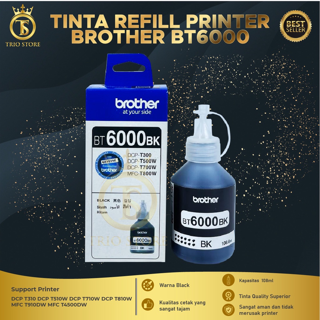 Tinta Brother BT6000 Black For Printer  DCP T300 T500W T700W T800W