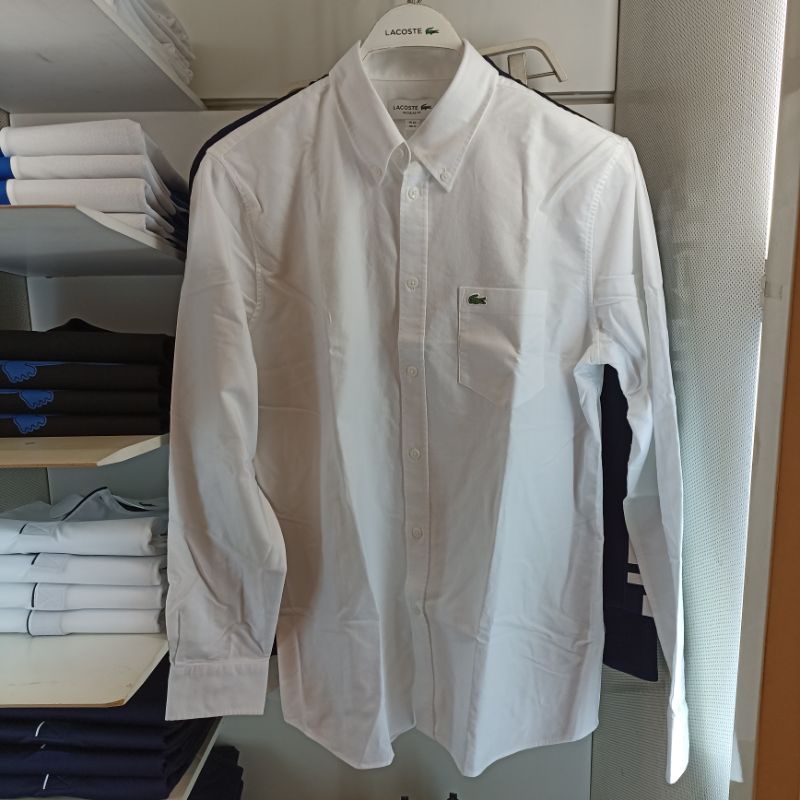 Kemeja Lacoste White Original Lengan Pajang