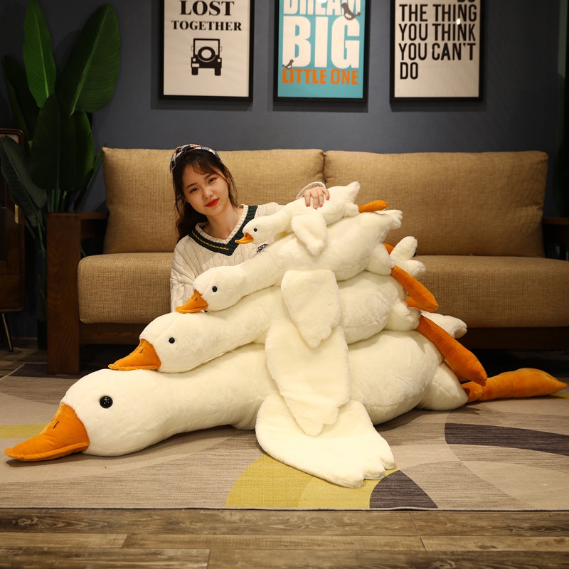 【In Stock】Cute 19.7/35.4/51.2in White Goose Huge Pillow Plush Sleeping Toy Soft Cushion Gift