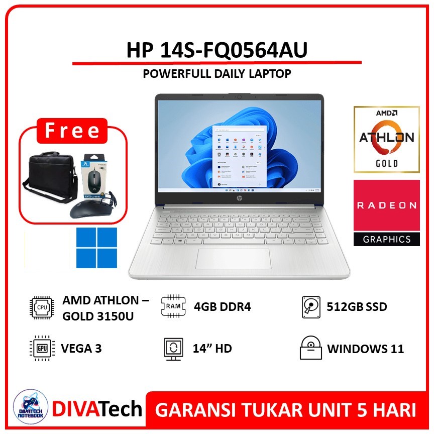 Jual Laptop Hp 14s Fq0564au Athlon Gold 3150u 4gb 512gb Ssd Vega 3 W11 Laptop Hp Shopee 4888