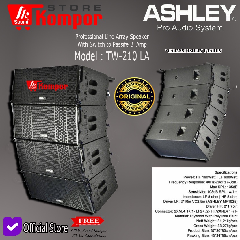 Jual SPEAKER LINE ARRAY ASHLEY TW210LA TW210 LA 2X10 INCH TW 210LA