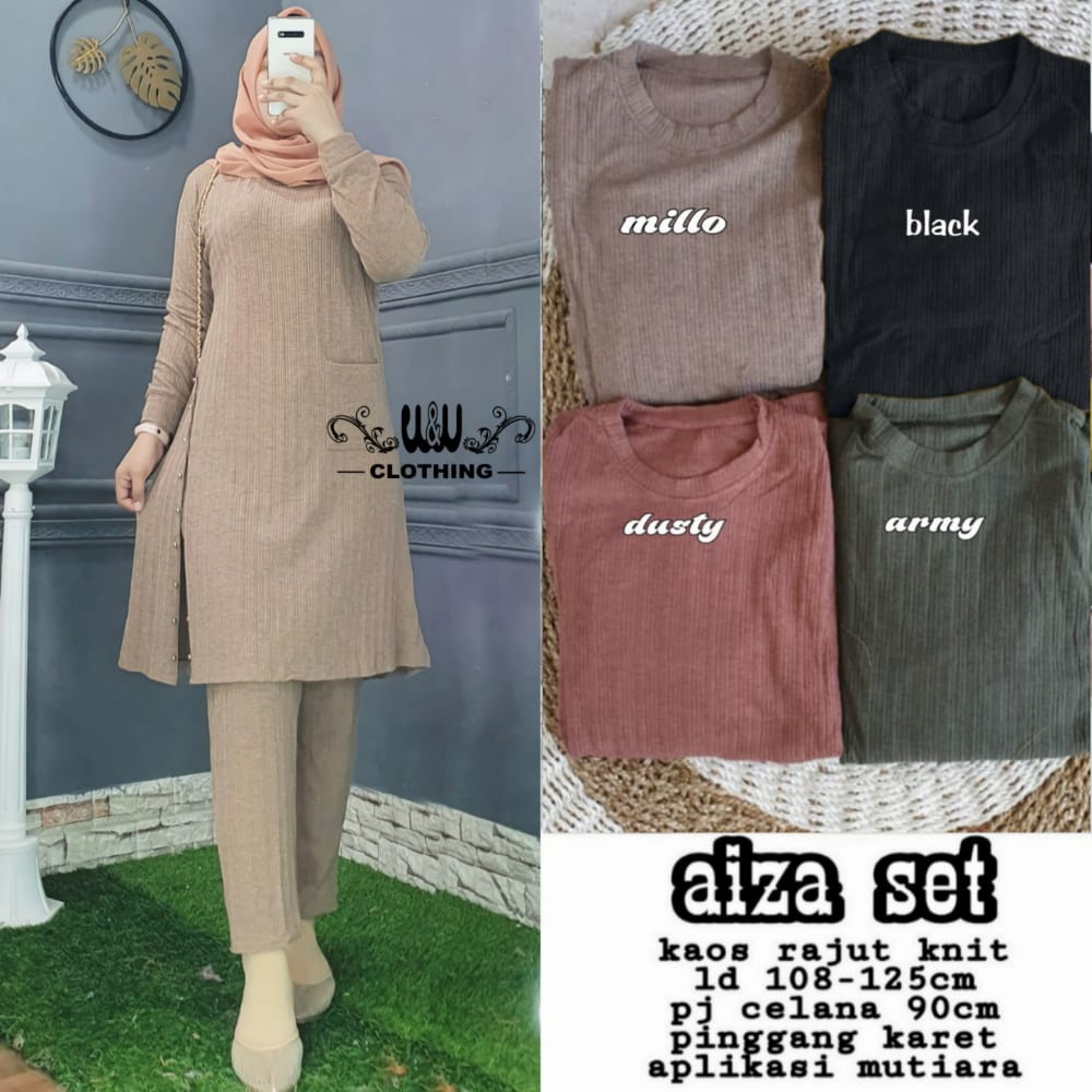 AIZA SET ORI W&amp;W | Setelan Wanita Knit Rajut